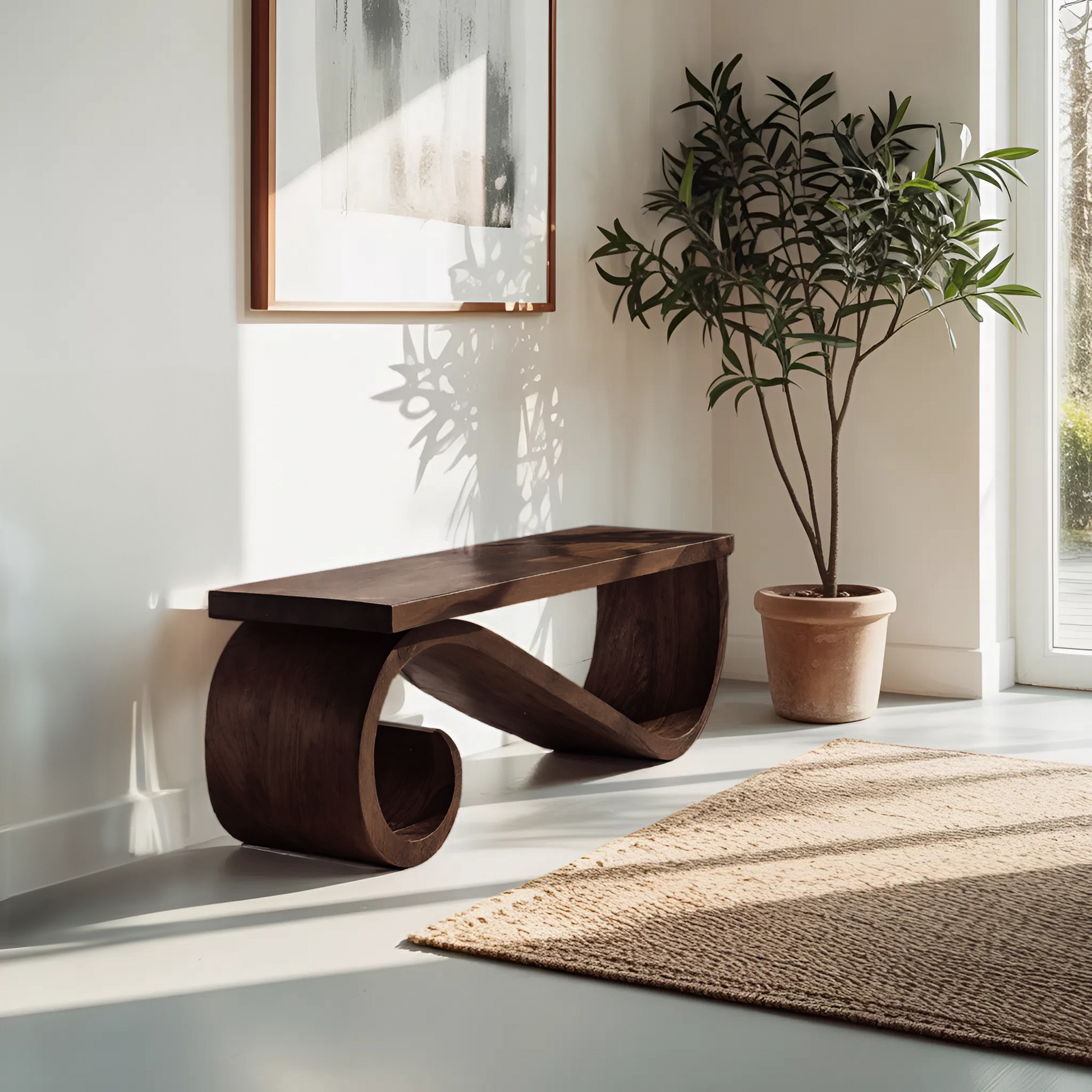 Organic Sculptural Bench For Entryway Or Living Room Kitchnce