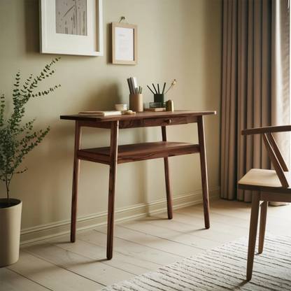 Modern Minimalist Wood Writing Desk With Drawer For Home Office Or Entryway Kitchnce