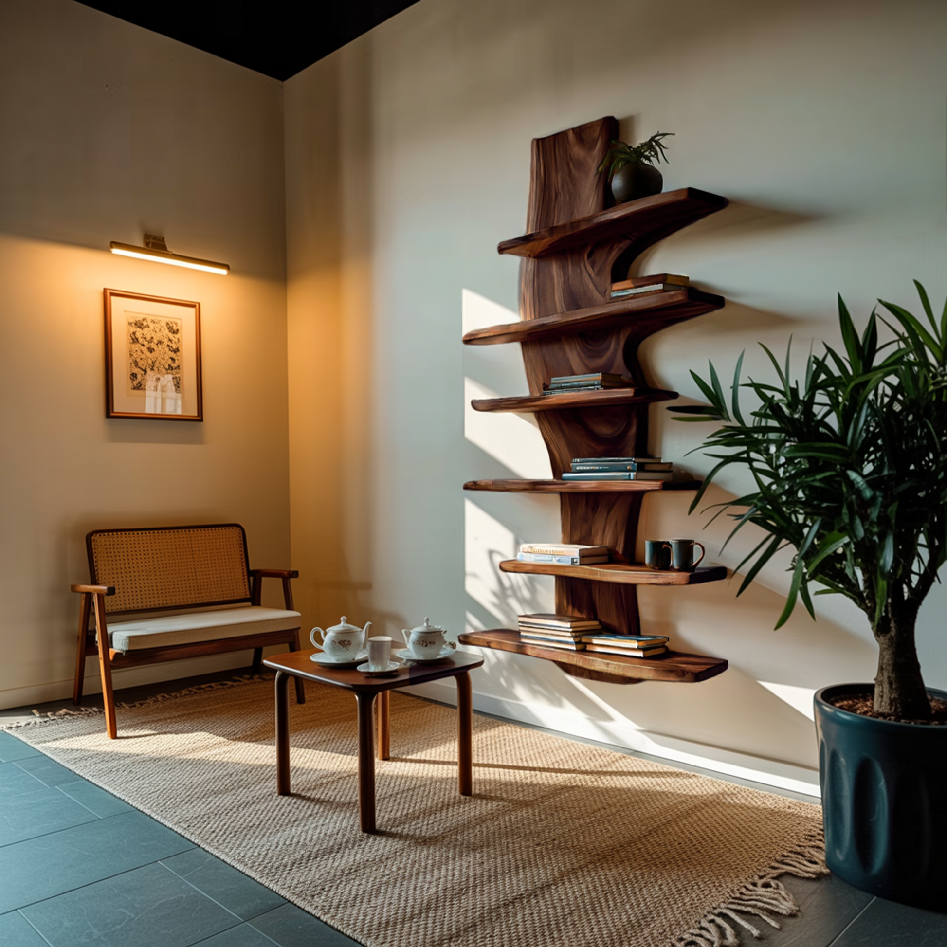 Modern Wooden Floating Bookshelf For Living Room Decor Kitchnce
