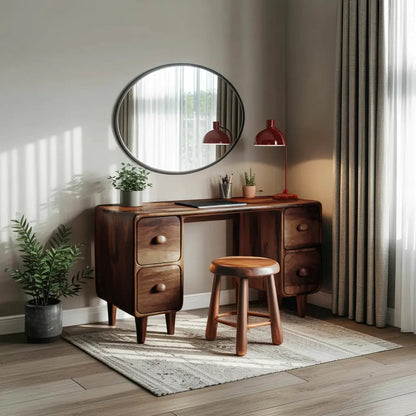 Modern Rounded Corner Desk With Drawers For Home Office Workspace Kitchnce
