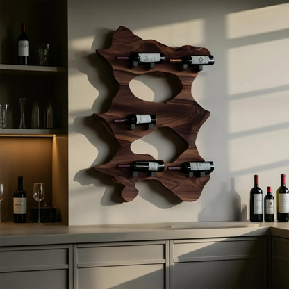 Rustic Solid Wood Live Edge Wine Rack For Entryway Kitchnce