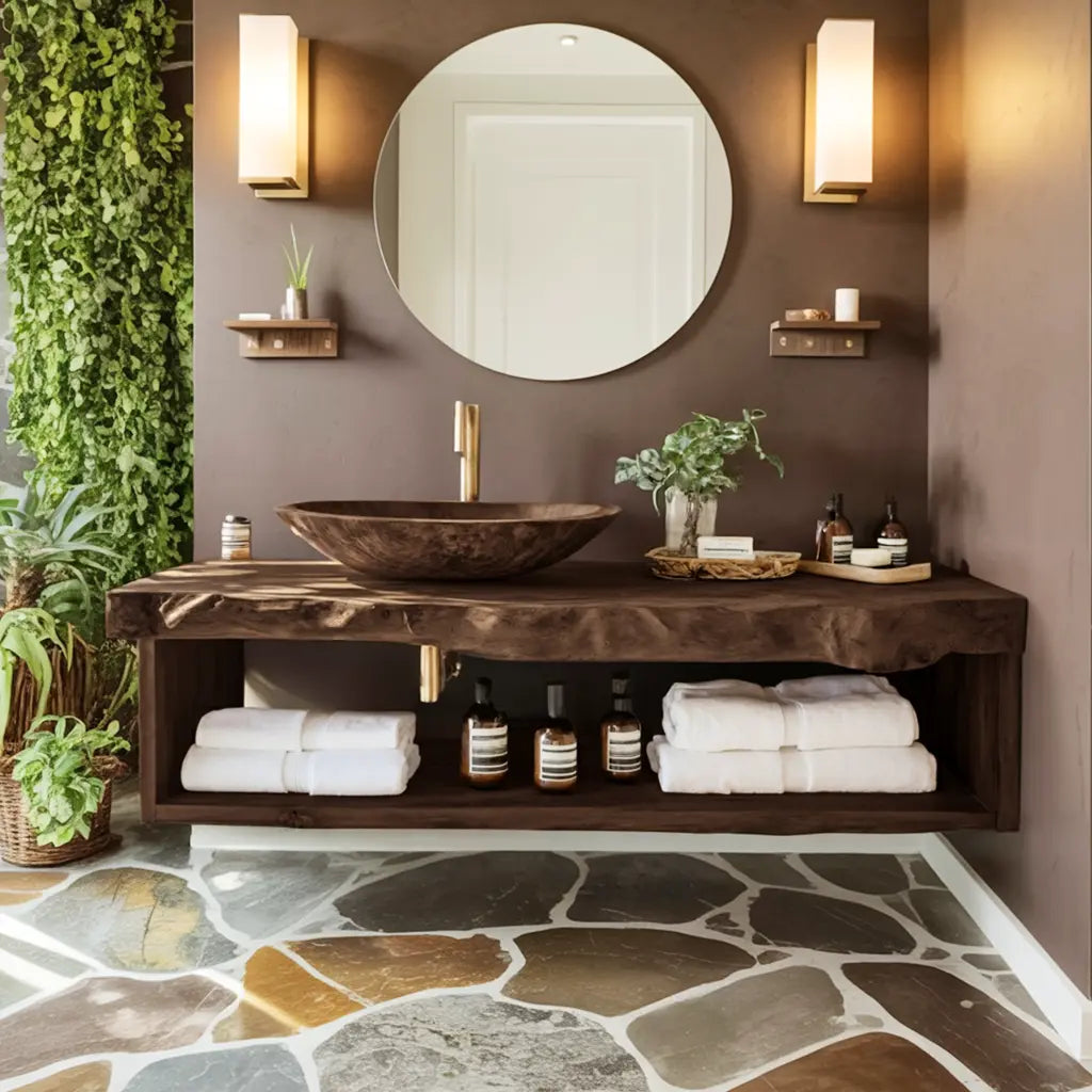 Rustic Solid Wood Vanity For Cozy Bathroom Furniture Decor Kitchnce