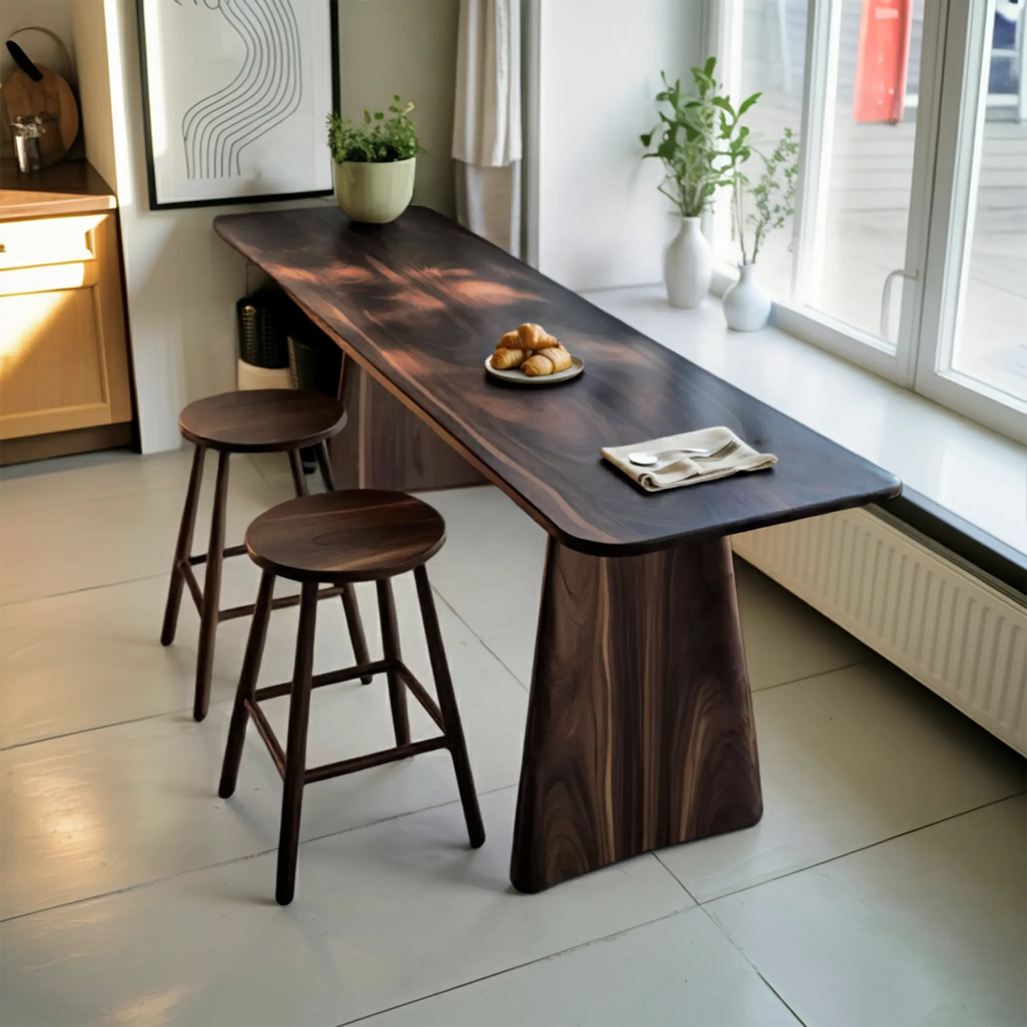 Modern Minimalist Wood Bar Table For Kitchen And Dining Kitchnce