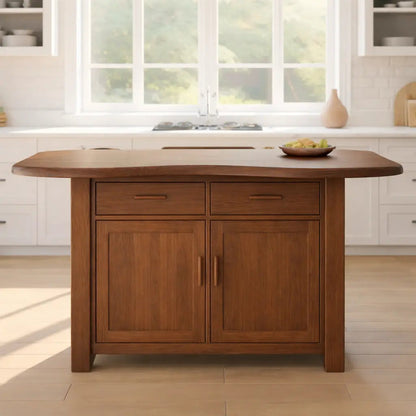 Solid Wood Kitchen Island with Storage Cabinet and Drawers, Walnut Kitchen Prep Table Kitchnce
