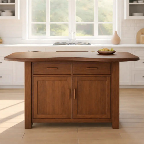 Solid Wood Kitchen Island with Storage Cabinet and Drawers, Walnut Kitchen Prep Table Kitchnce