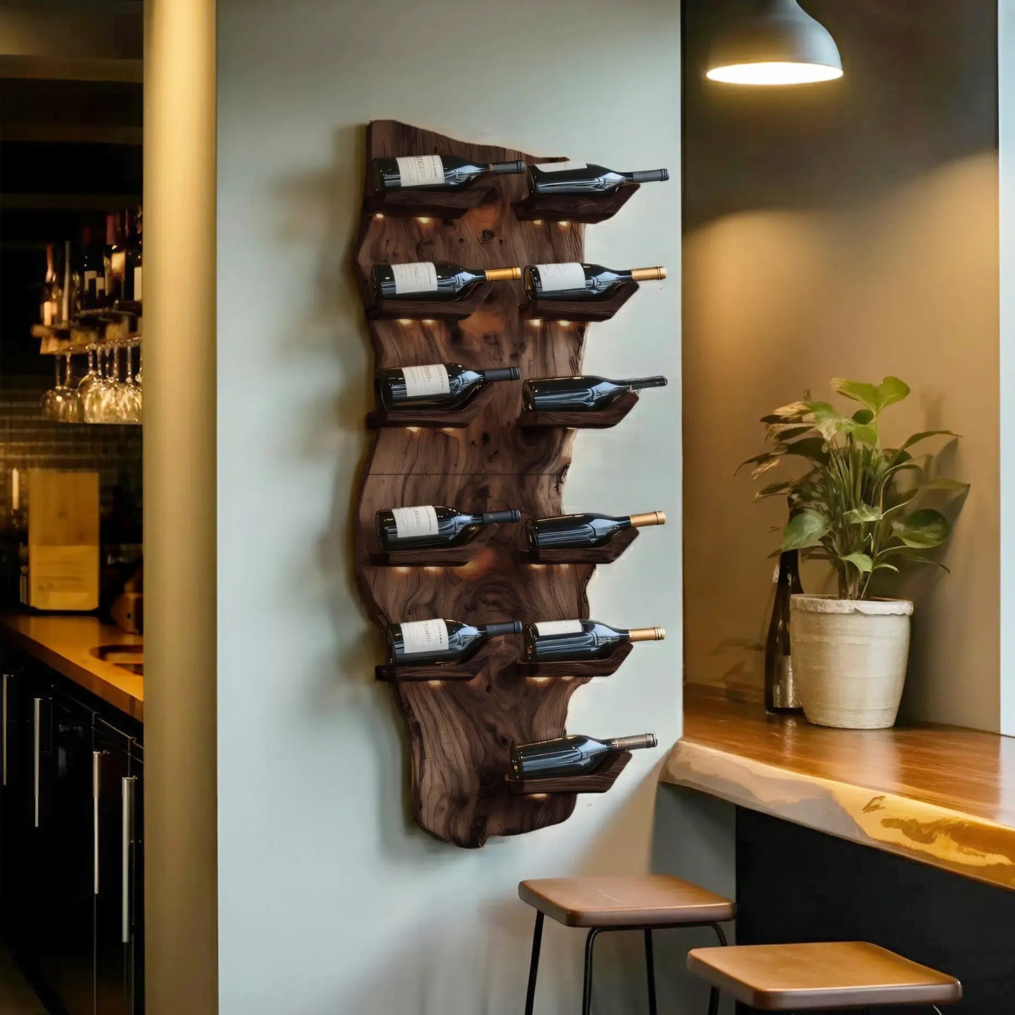 Farmhouse Live Edge Wine Holder For Living Room Furniture Kitchnce