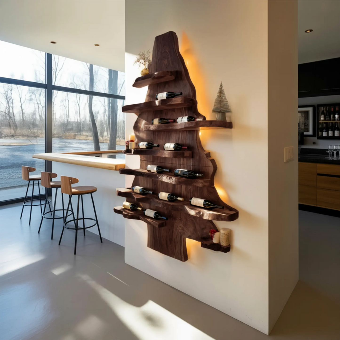 Farmhouse Live Edge Wine Holder For Living Room Wine Display Kitchnce