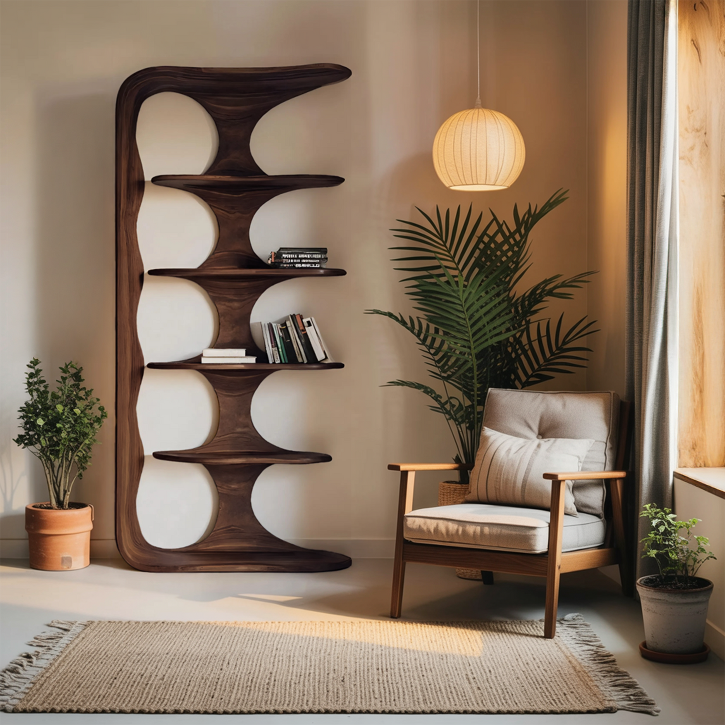 Contemporary Sculptural Vertical Bookshelf For Living Room Kitchnce