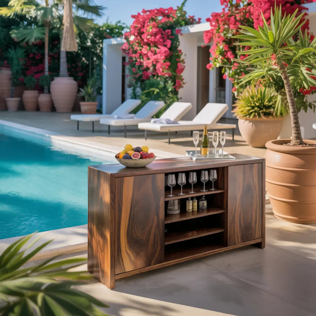 Modern Outdoor Bar Cabinet With Wine Storage For Patio Kitchnce