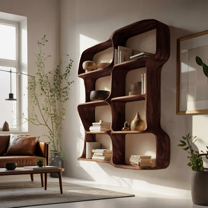 Modern Sculptural Floating Bookshelf For Bedroom Or Living Room Kitchnce