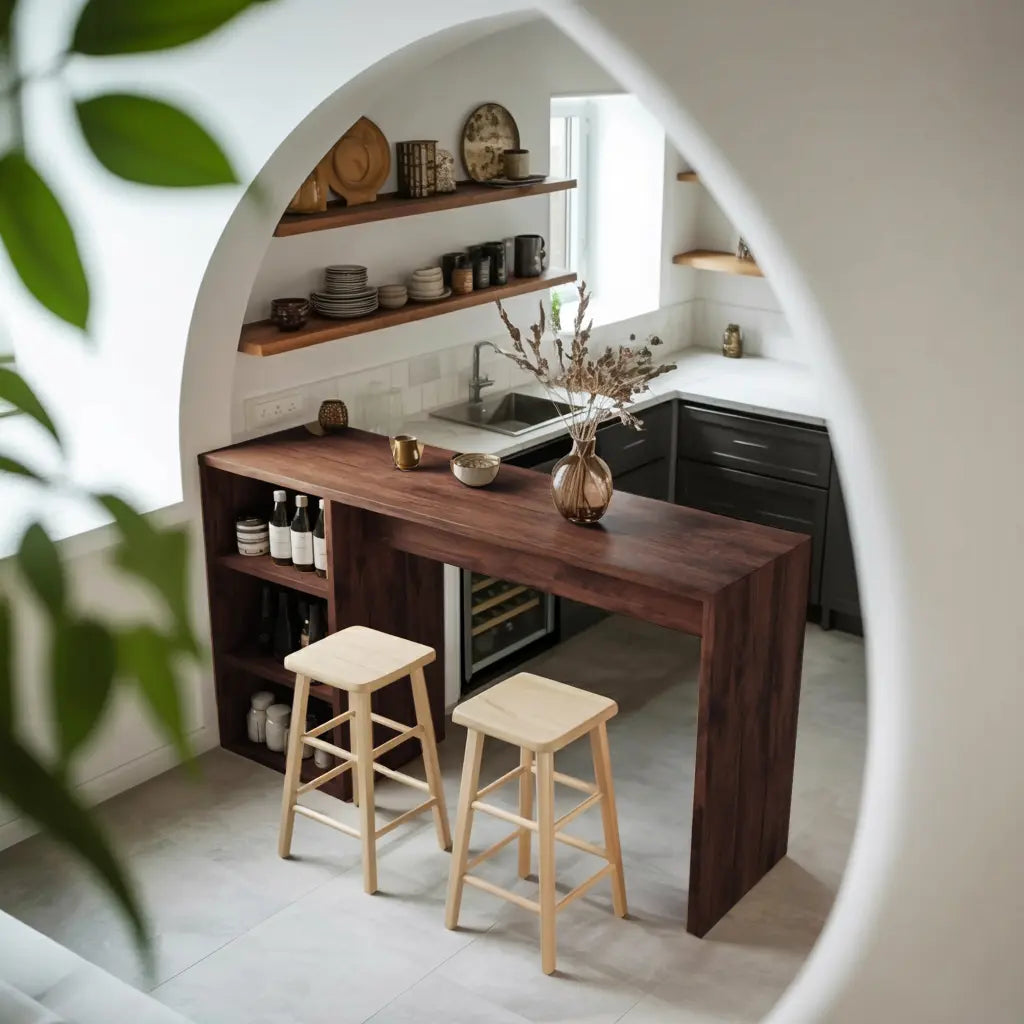 Warm Bar Table With Storage For Compact Kitchen Kitchnce
