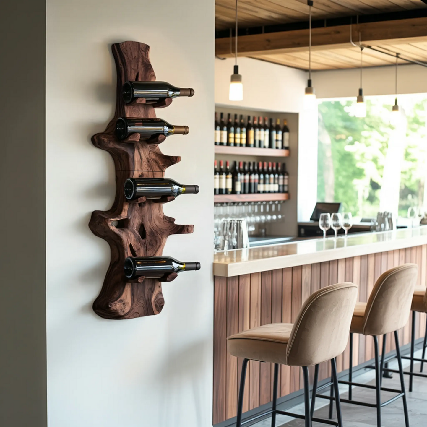 Handcrafted Live Edge Wine Holder For Modern Furniture Decor Kitchnce