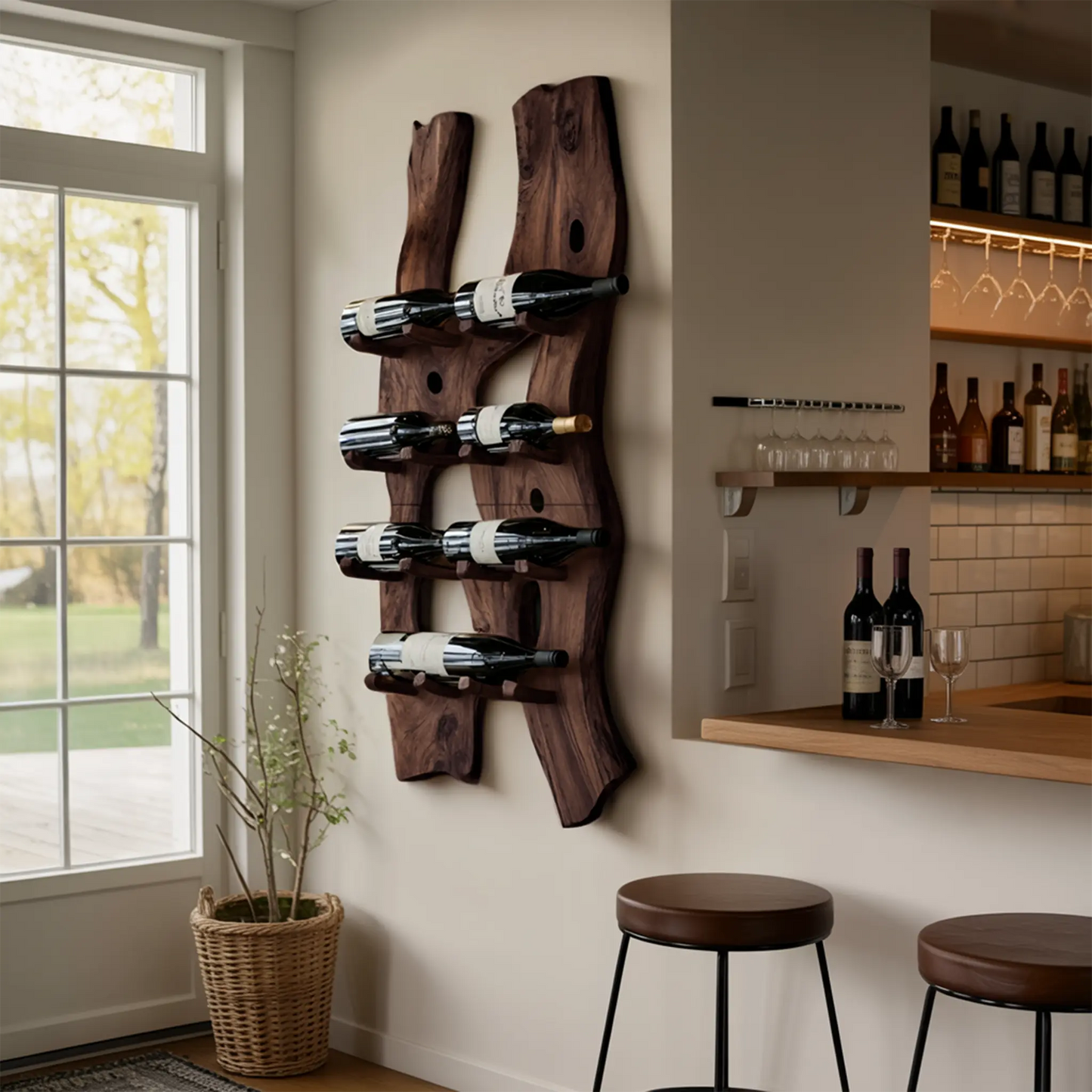 Handcrafted Wall Mount Wine Holder For Living Room Kitchnce