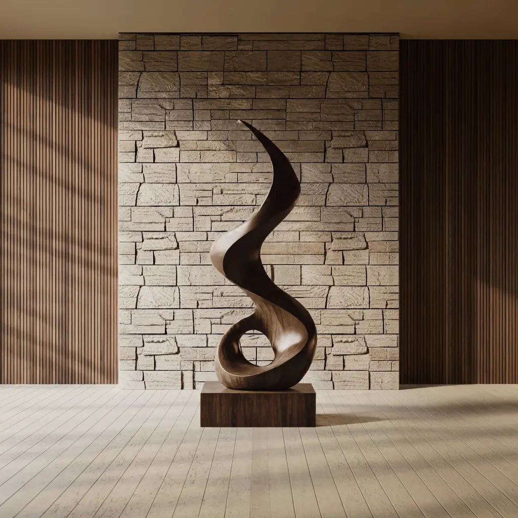Mid Century Abstract Wooden Sculpture For Outdoor Garden Kitchnce
