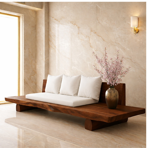 Handcrafted Solid Wood Platform Sofa Contemporary Style