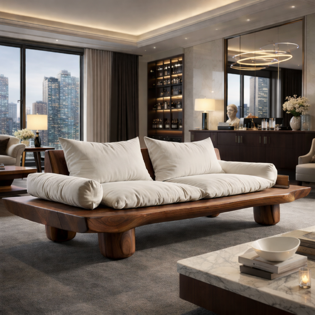 Solid Wood Platform Sofa Organic Modern Design