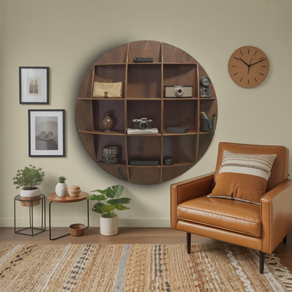 Modern Round Wall Mounted Shelf With Compartments For Living Room Office And Entryway Kitchnce
