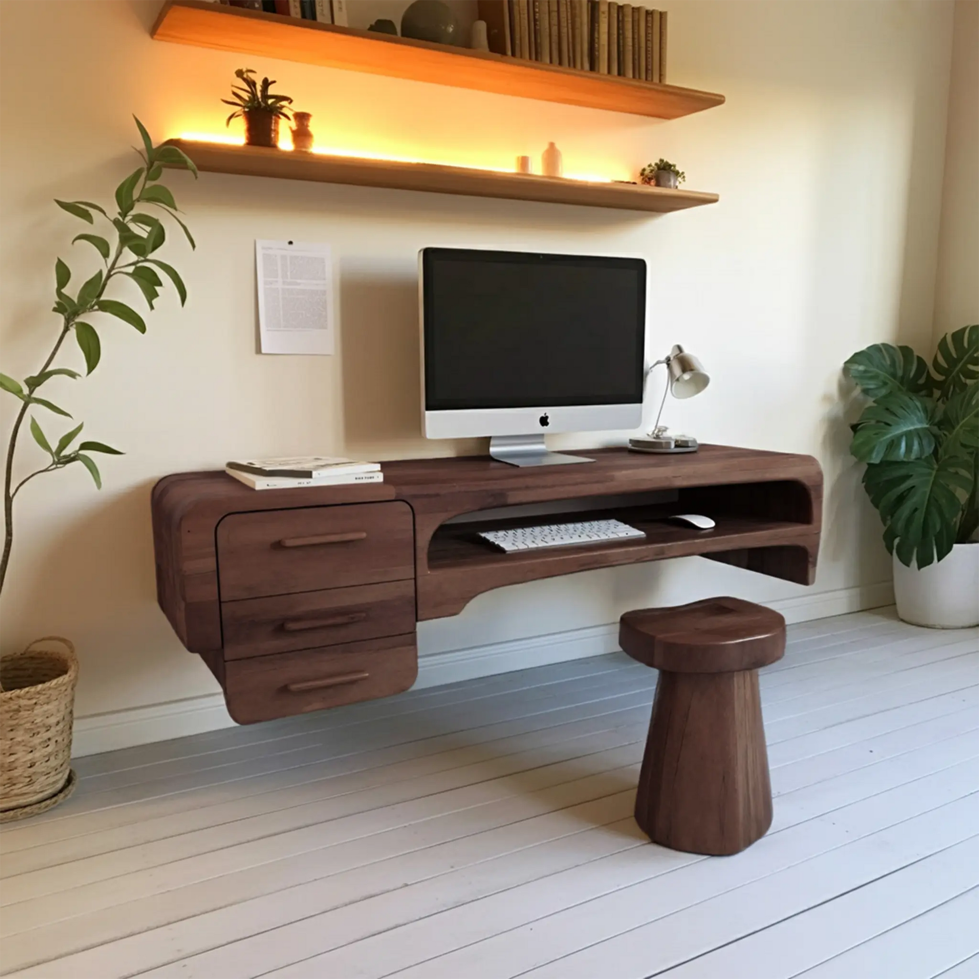 Minimalist Wall Mounted Desk With Drawers Floating Workstation For Bedroom And Office Kitchnce