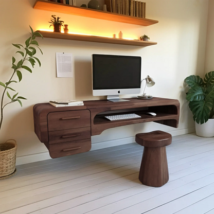 Minimalist Wall Mounted Desk With Drawers Floating Workstation For Bedroom And Office Kitchnce
