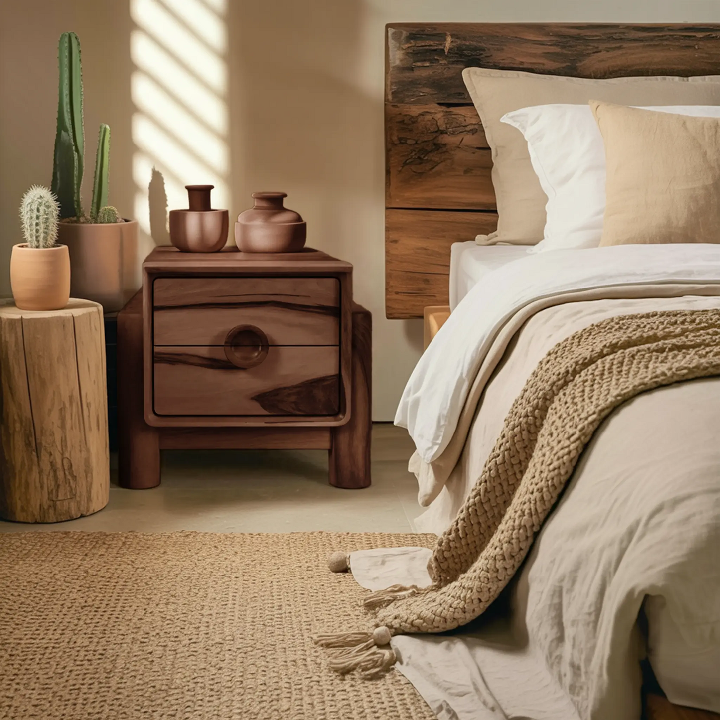 Modern Nightstand With Round Handle Bedside Table For Bedroom And Living Room Kitchnce