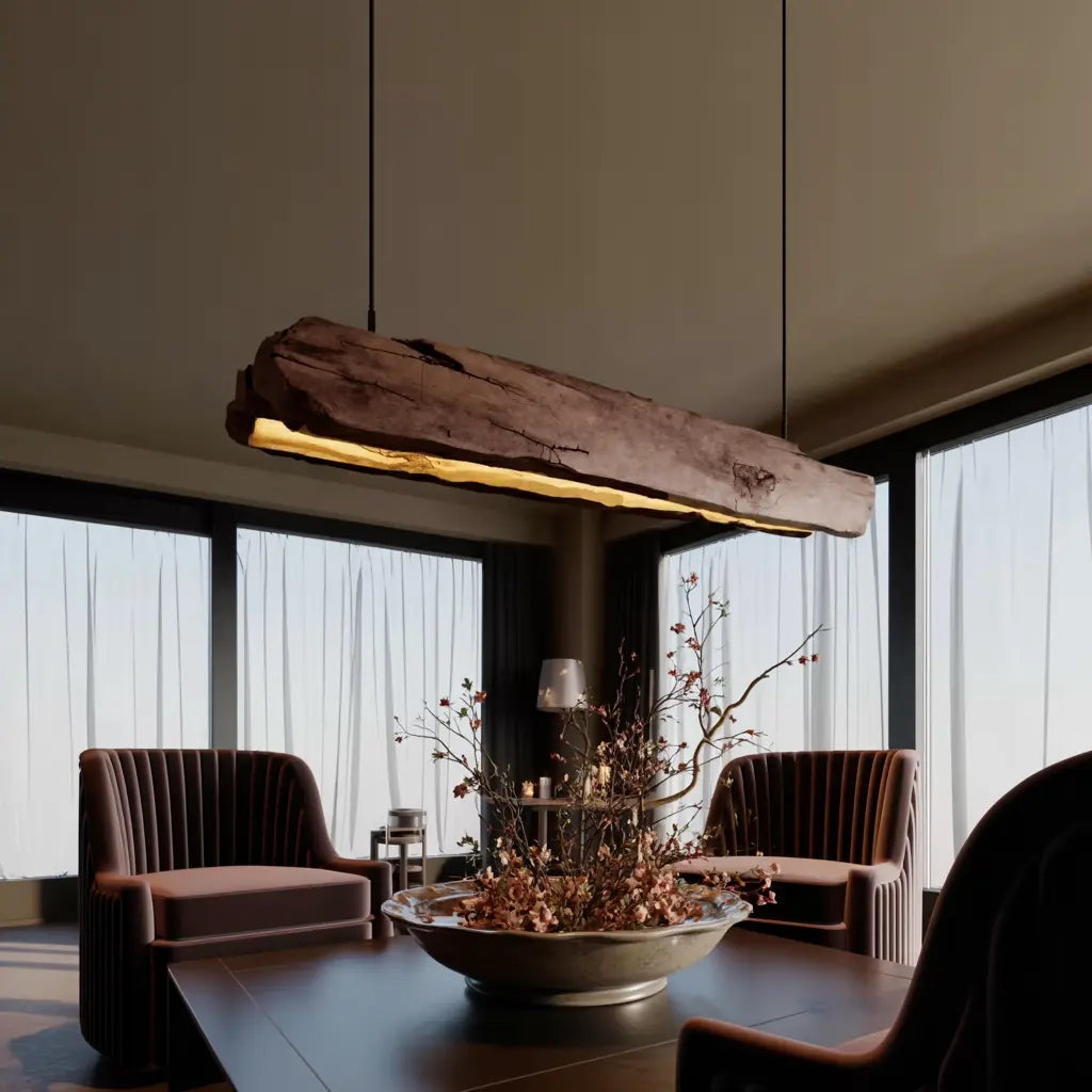 Rustic Log Beam Pendant Lighting For Kitchen Island Kitchnce