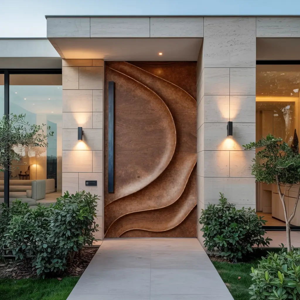 Sculptural Front Door Design For Modern Entryway Kitchnce