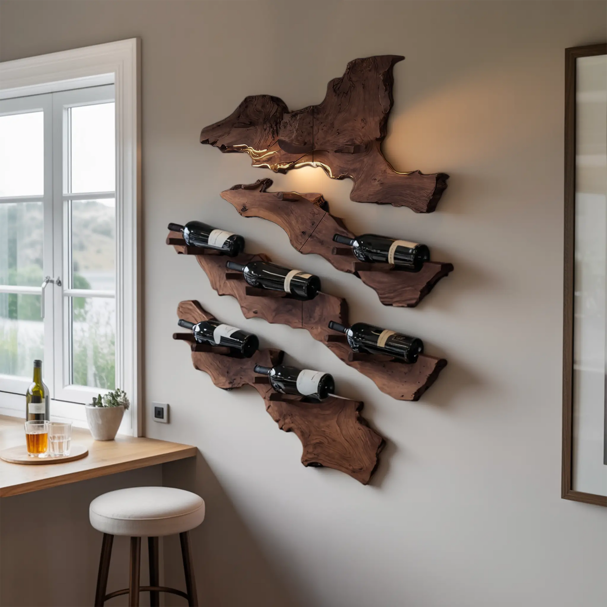 Handcrafted Wooden Live Edge Wine Holder For Bar Decor Ideas Kitchnce