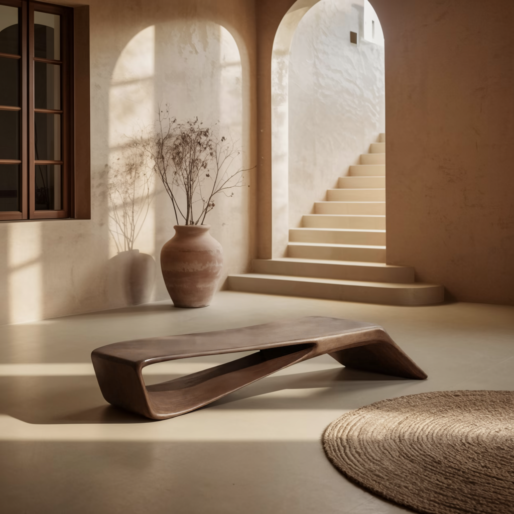 Contemporary Sculptural Bench For Entryway Hallway And Office Kitchnce