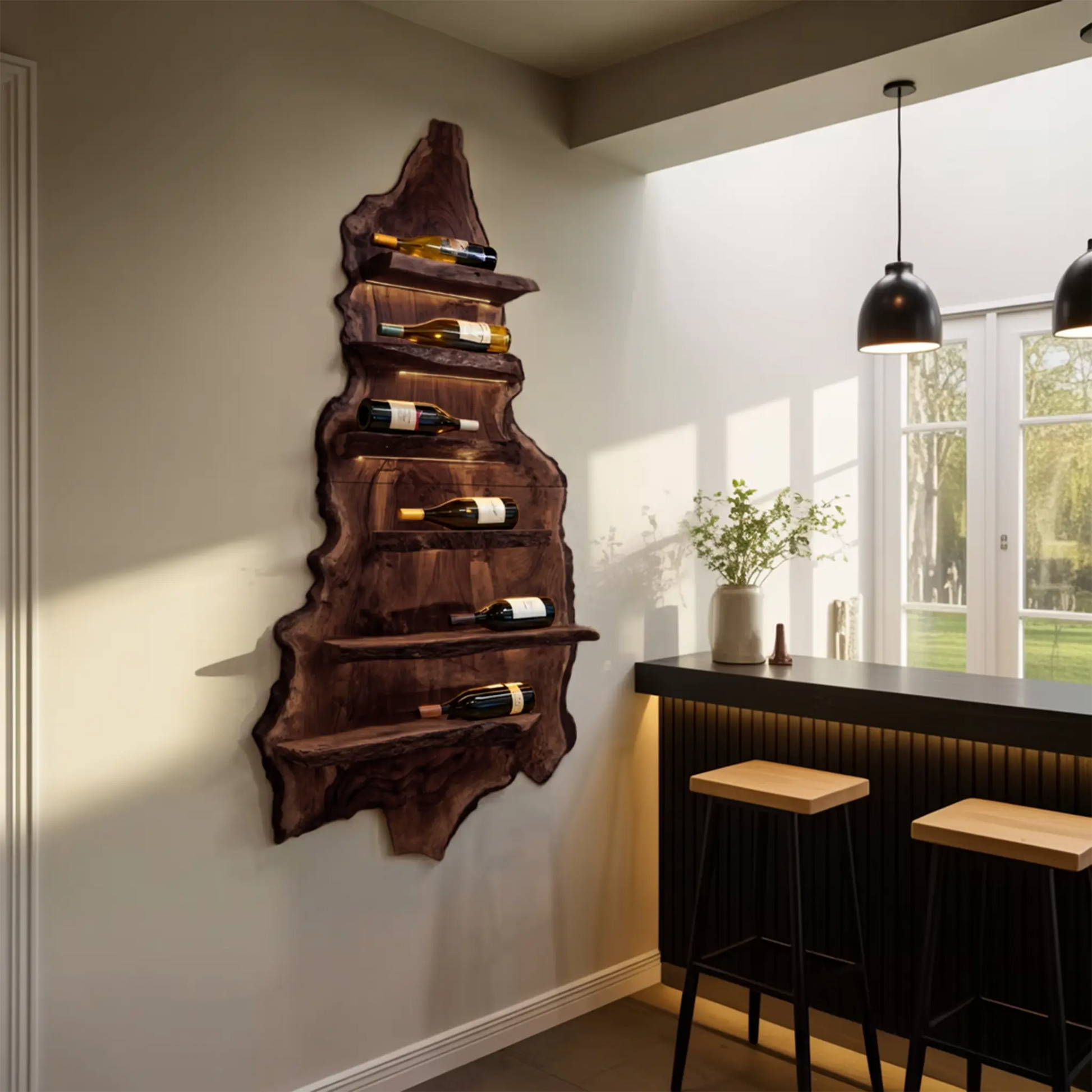 Modern Wooden Wine Rack For Bar Decor And Display Storage Kitchnce