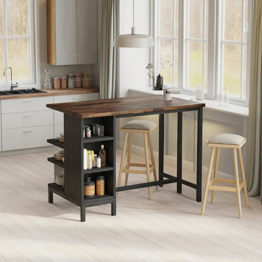 Industrial Kitchen Bar Table With Metal Legs For Apartment Dining Kitchnce