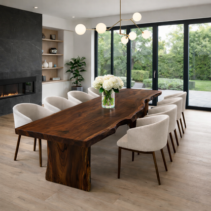 Farmhouse Solid Walnut Live Edge Dining Table for Modern Homes