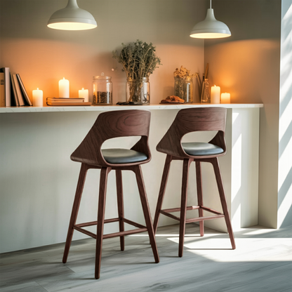 Mid Century Modern Bar Stool with Backrest For Kitchen Home Bar Kitchnce