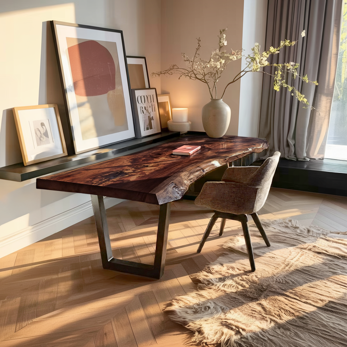 Mid Century Natural Wooden Tabletop For Decor