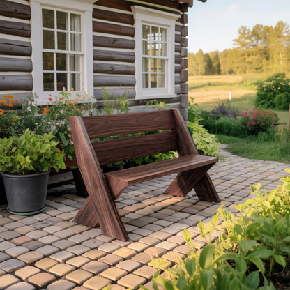 Modern Outdoor Bench With Angled Legs For Garden Patio And Backyard Kitchnce