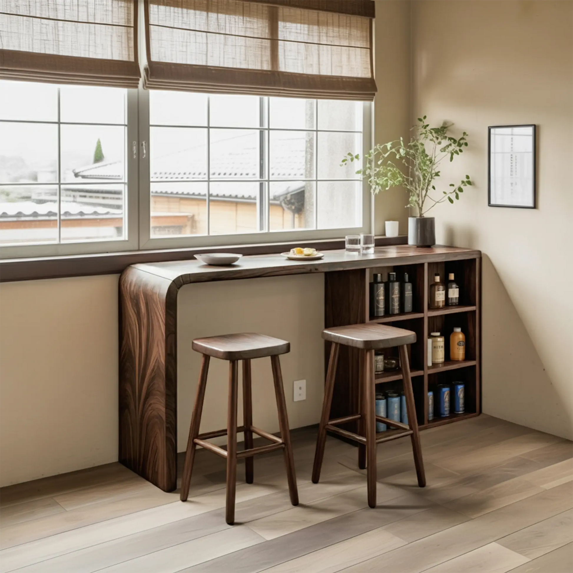 Modern Wooden Bar Table With Storage For Kitchen Or Home Mini Bar Kitchnce