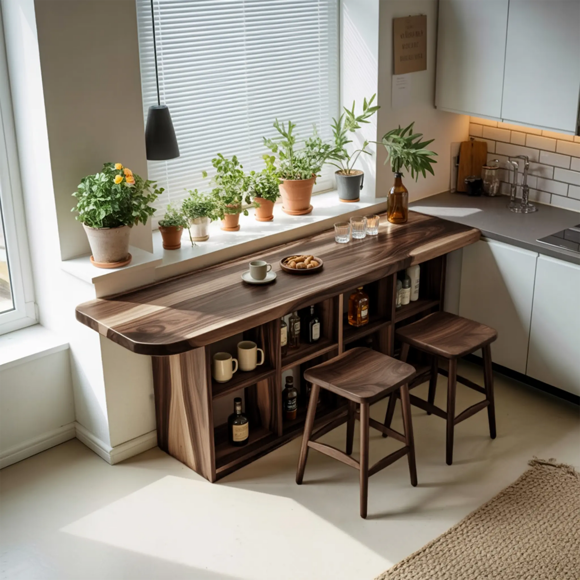 Curved Wood Bar Table With Storage For Kitchen Or Dining Area Kitchnce