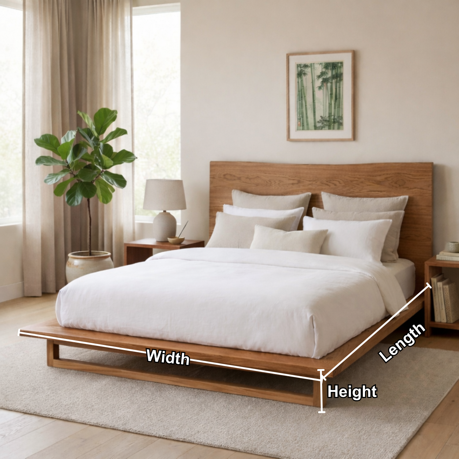 Solid Wood Platform Bed Frame with Low Profile & Minimalist Design