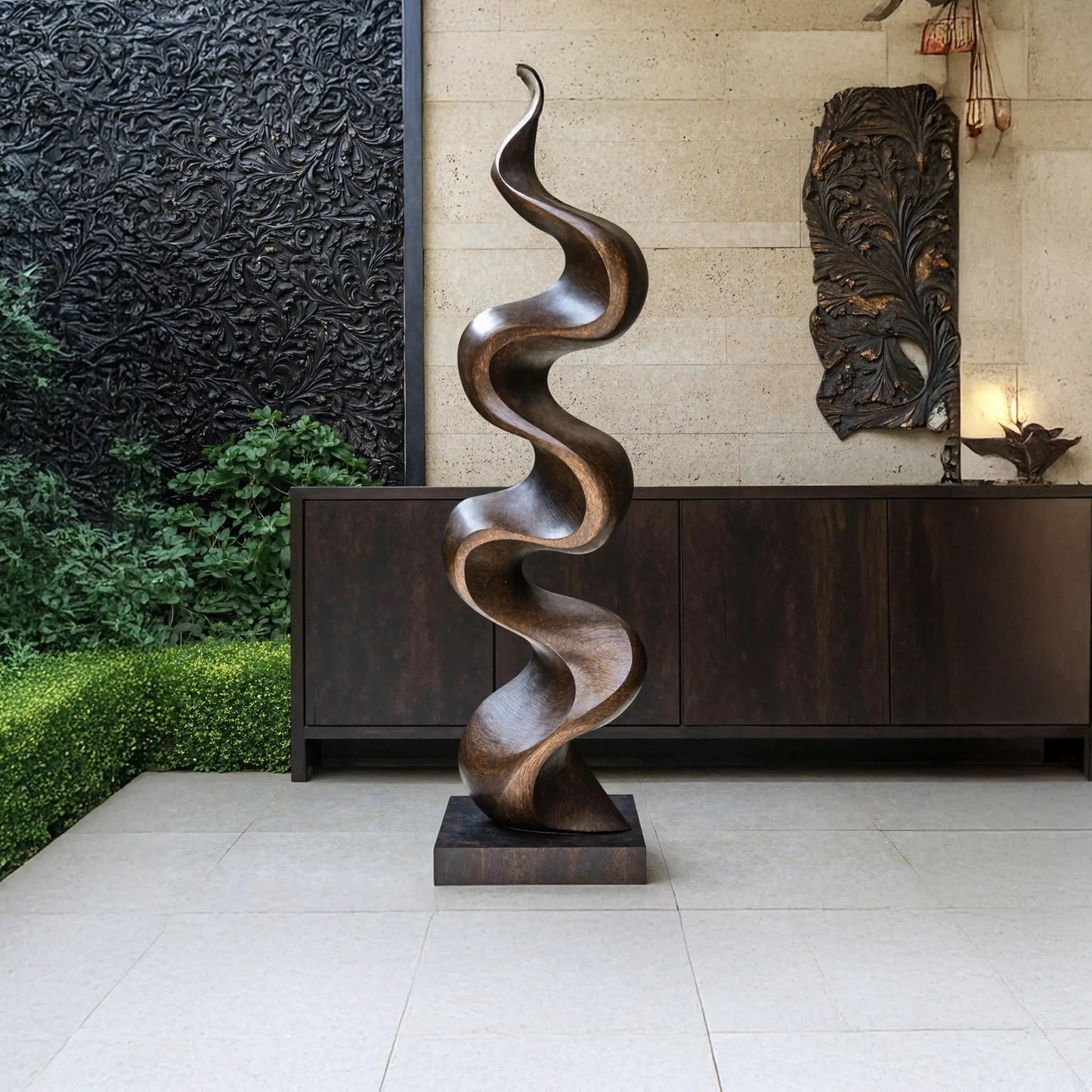 Rustic Large Wooden Sculpture For Garden Kitchnce