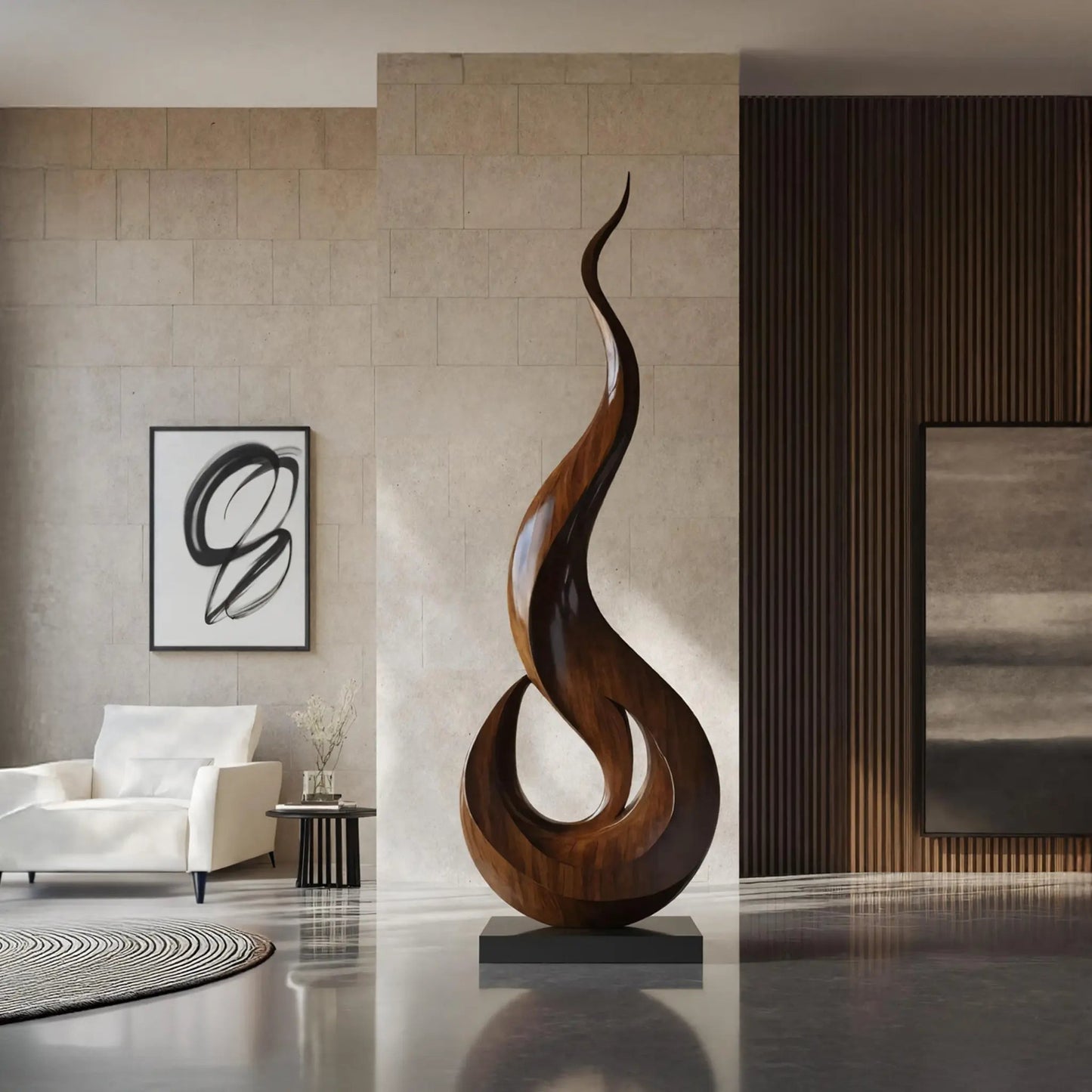 Mid Century Large Wooden Sculpture For Outdoor Art Decor Kitchnce
