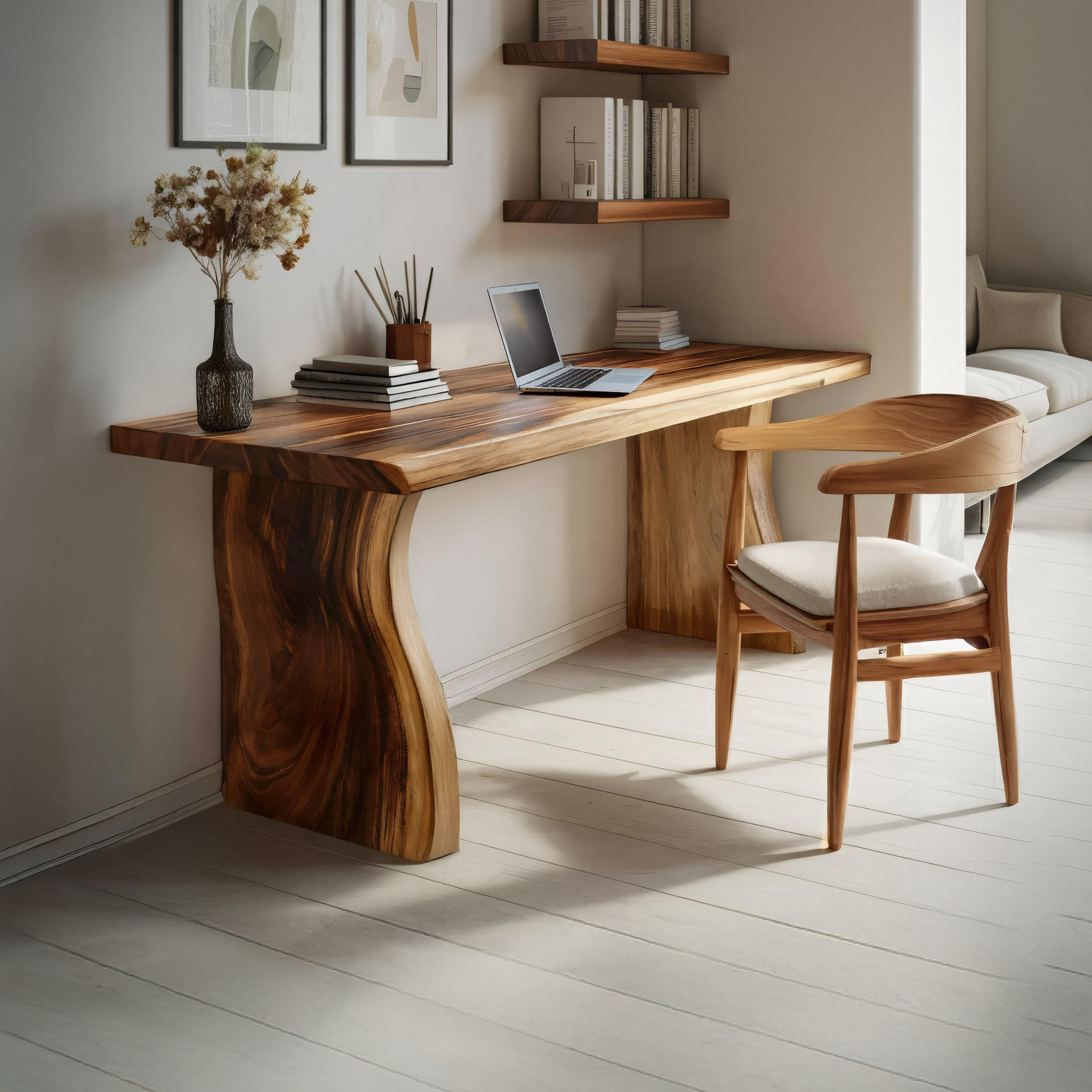 Handcrafted Solid Wood Desk For Reading And Work Area Kitchnce