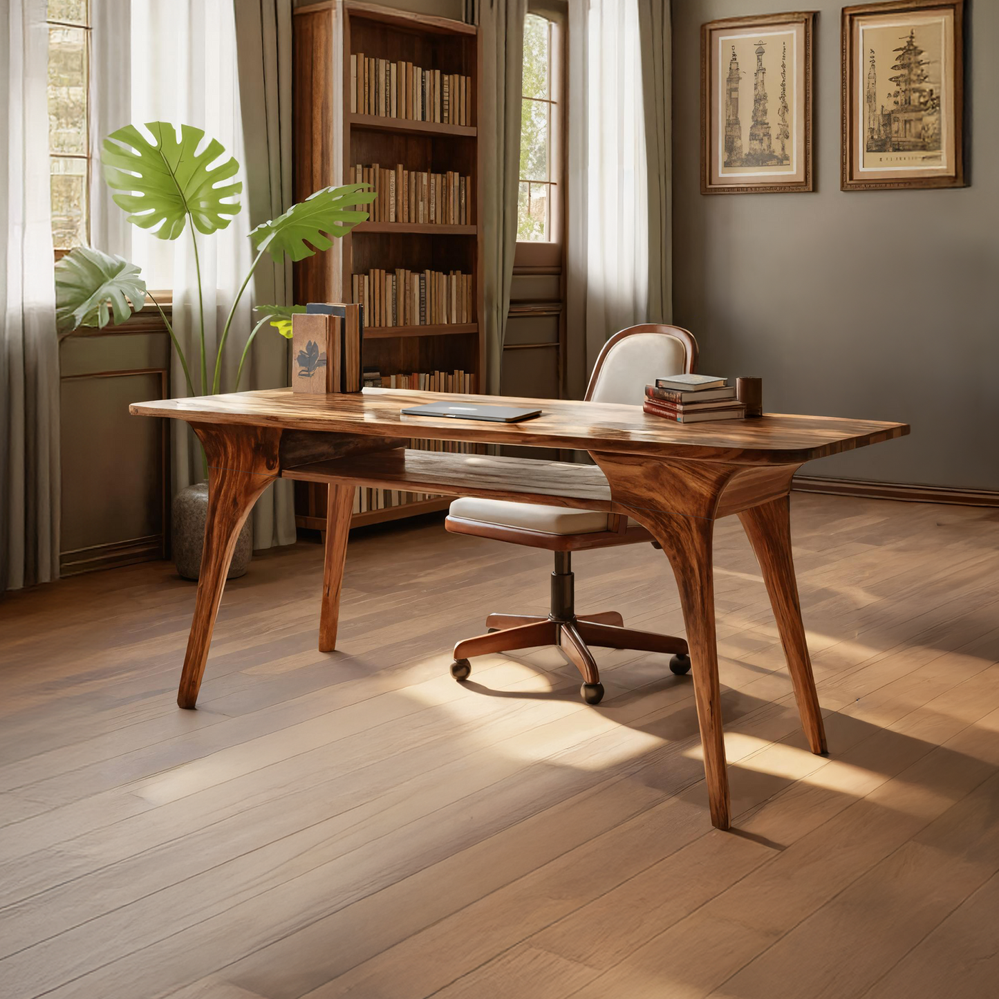Modern Solid Wood Desk For Living Room And Office Decor Kitchnce