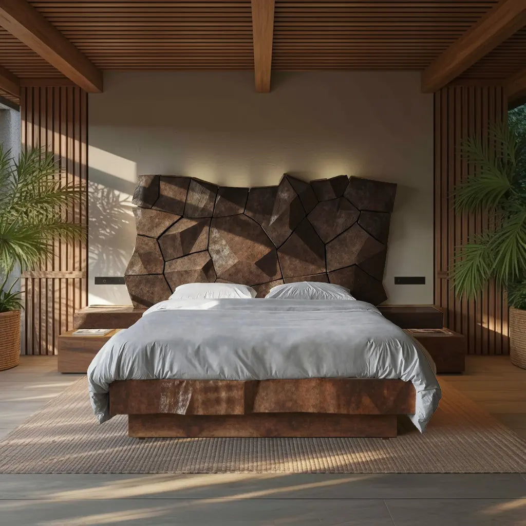 Modern Geometric Headboard Panel For King Or Queen Bed Kitchnce
