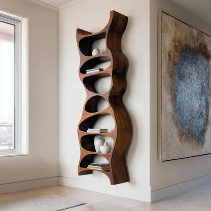 Tall Sculptural Wall Mounted Bookshelf For Living Room Kitchnce